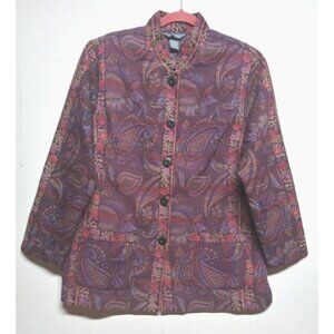 VTG Koret Blazer Jacket 16W Purple pink 90s Brocade Tapestry Paisley Floral EUC